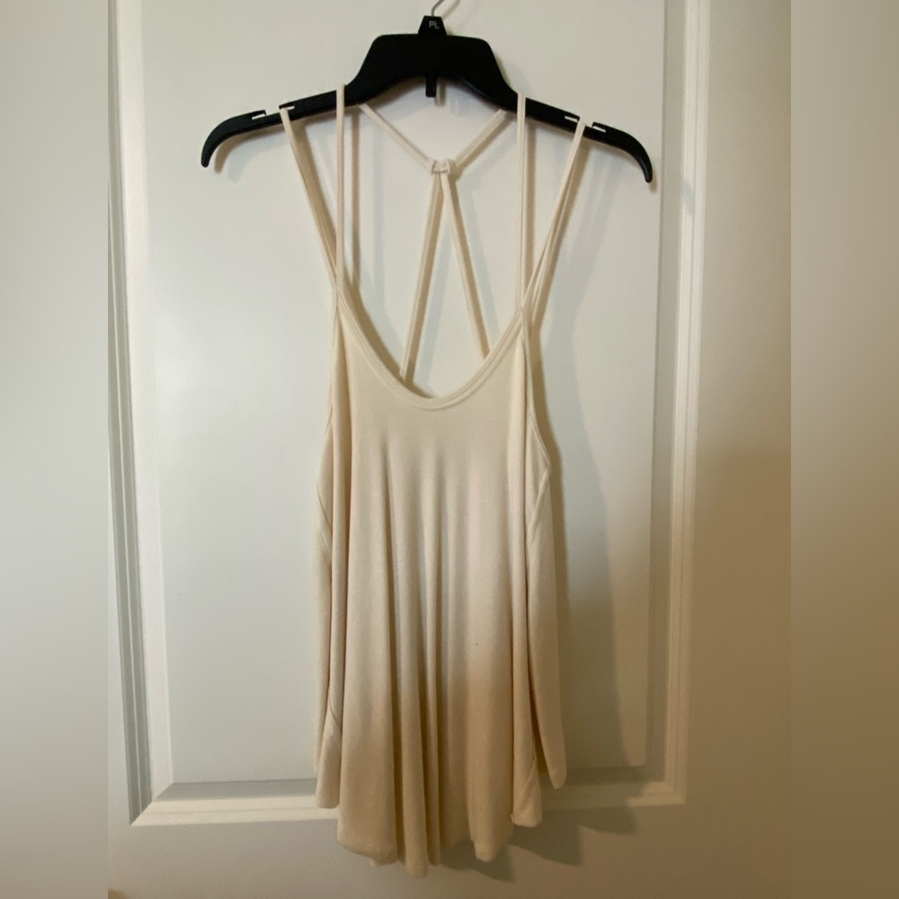 We The Free ribbed cream tank top with double straps
